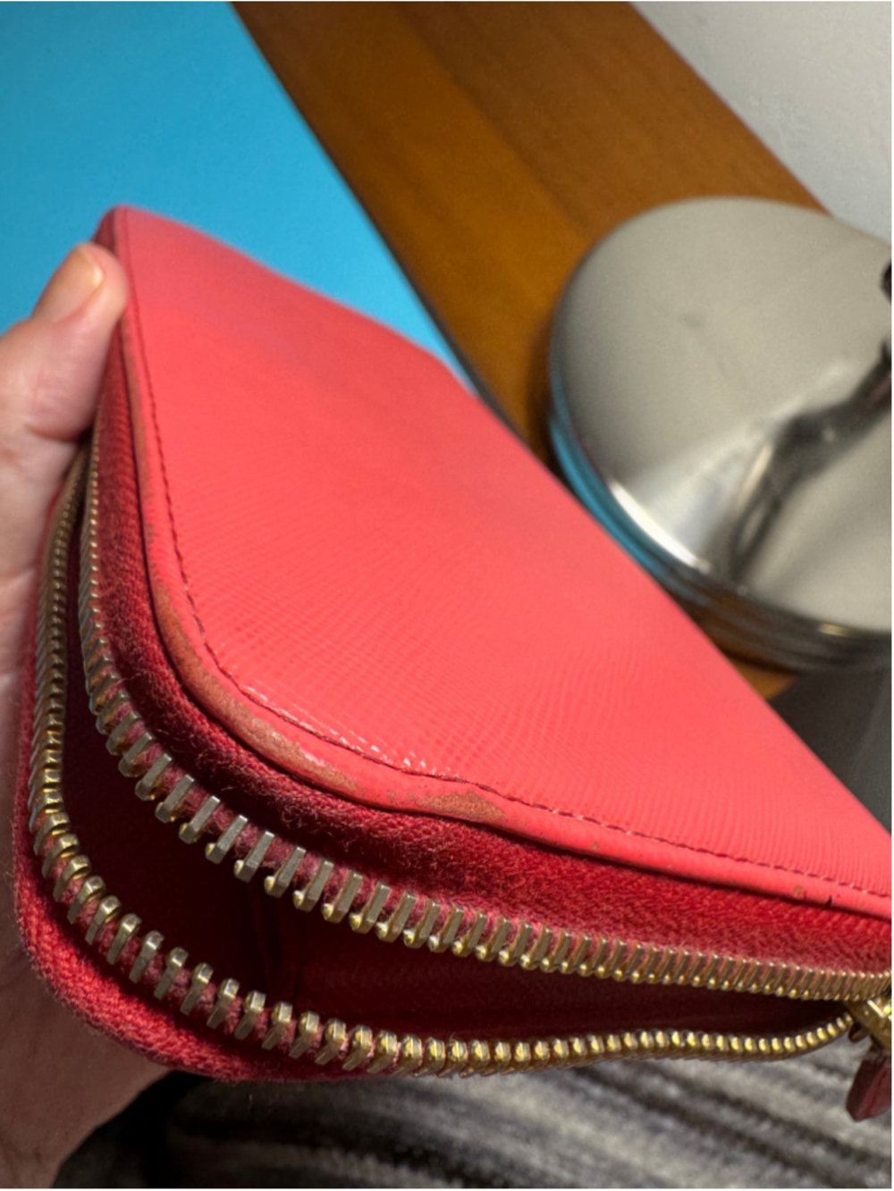 Prada Bow Long Wallet Dark Coral Pink - Picture 11 of 14